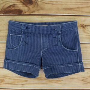 See Thru Soul Shorts Womens Size 31 Dark Blue Striped‎ Pockets Buttons Low Rise